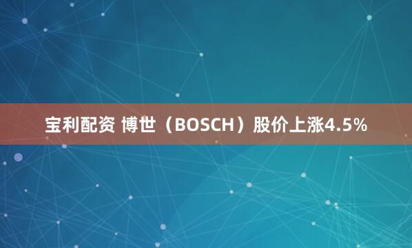 宝利配资 博世（BOSCH）股价上涨4.5%